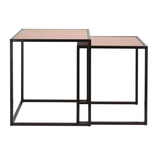 Tables gigognes 2 éléments ronds 30x30xh.34 cm et 34x34xh.37 cm.Naturel.