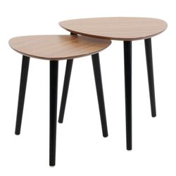 Mesas de aninhamento 2 unidades. Oval. Madeira natural