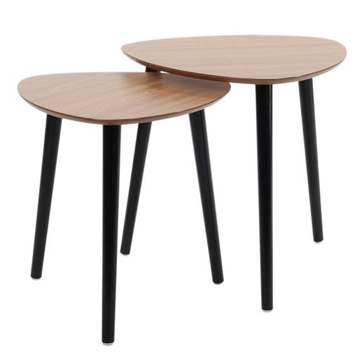 Mesas de aninhamento 2 unidades. Oval. Madeira natural