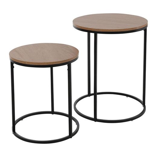 Tables gigognes 2 rondes ø 34xh.40 cm. et ø 40xh.50 cm.Naturel.
