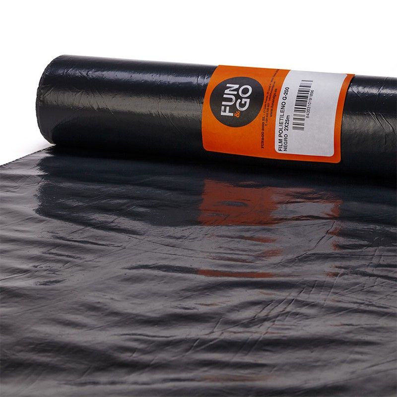 Negro. Plastico Rollo 2X25M Galga 200. Negro