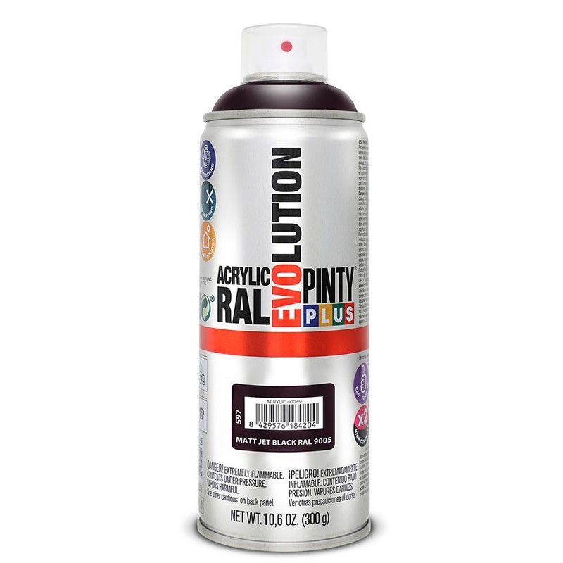 Pintura spray NOVASOL Evolution 400 ml Pintura Spray Acrilica Negro Mate 400Ml