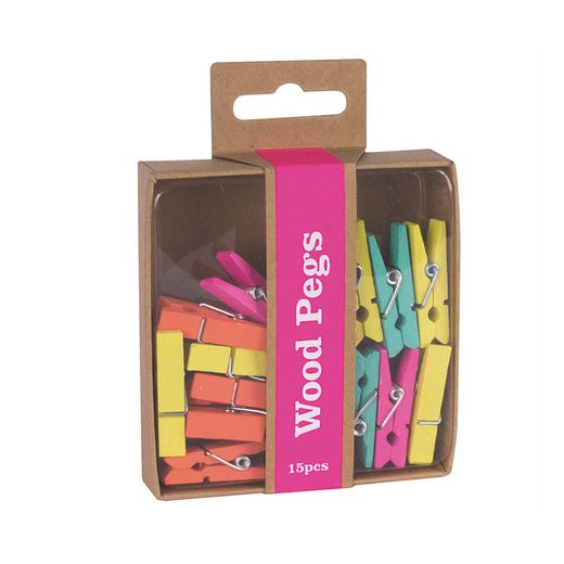 Pinzas De Madera Fluor Collection 15 U