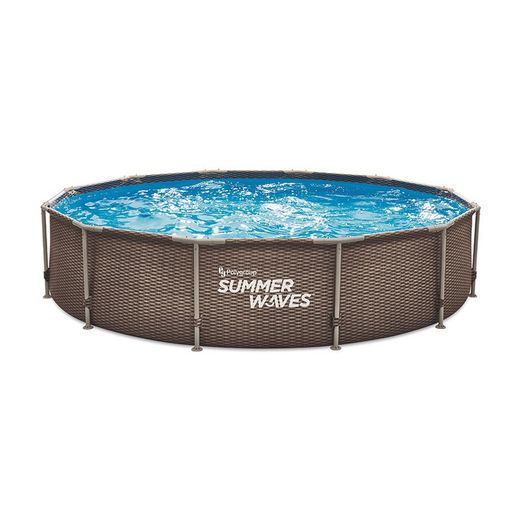 Baignoire de piscine Ø 305 x 76 cm + revêtement en imitation rotin