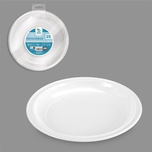 Plato  22 Cm Blanco Reusa. (25) 730081