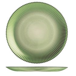 Assiette creuse en verre à rainure verte 22 cm.
