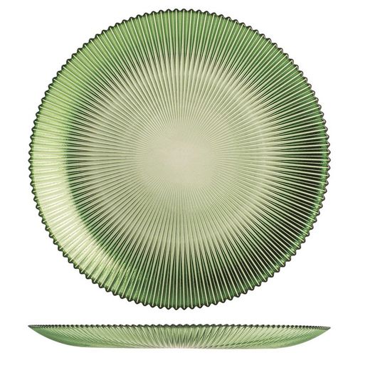 Assiette creuse en verre à rainure verte 22 cm.