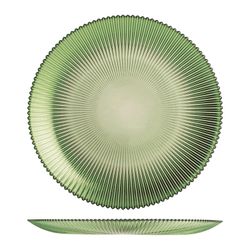 Assiette à dîner en verre à rainure verte 28 cm.