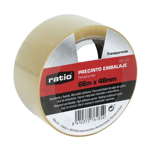 Precinto embalaje RATIO. Precinto Embal. Transparente 48Mmx66M.