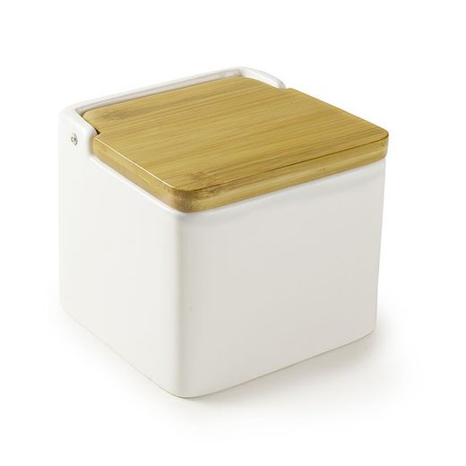 Salero cerámica IBILI Salero Cuadrado Ceramica Tapa Bamboo