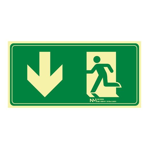 Señal Evacu. Flecha Abajo Pvc 0,7mm