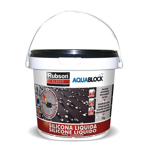 Sellador silicona líquida HENKEL Rubson SL 3000. Silicona Líquida Aquablock  1 Kg.Negra