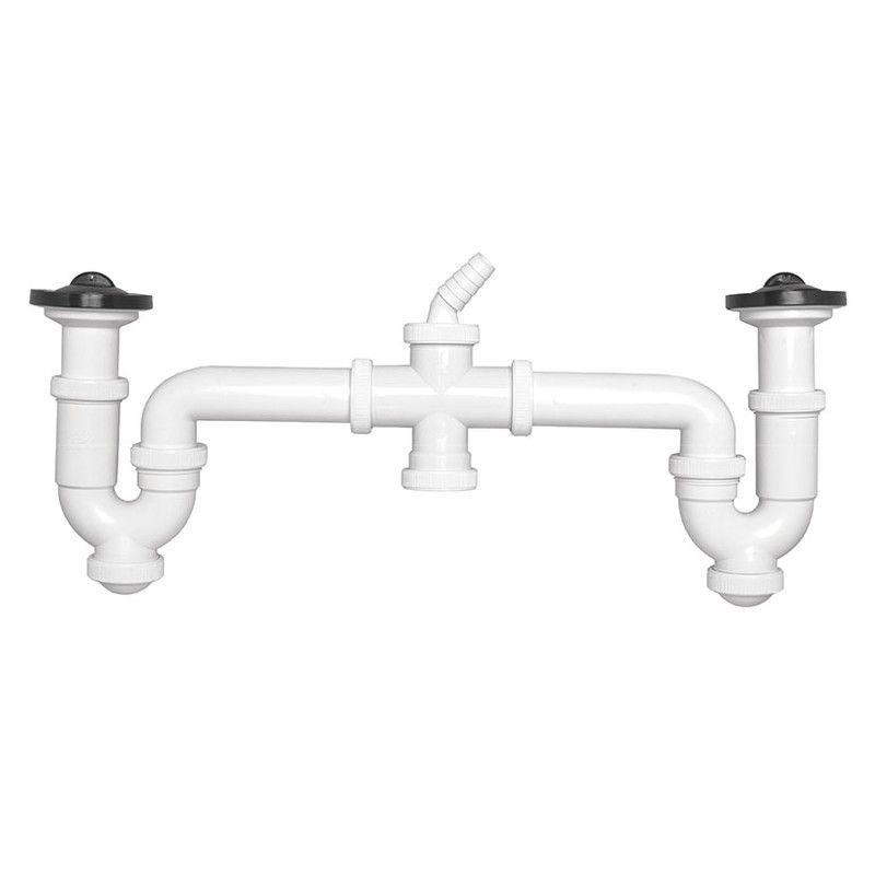 Sifón curvo doble CREARPLAST  C-58. Sifon Curvo Doble R.Ext.+2 Tom.Elect.Tap