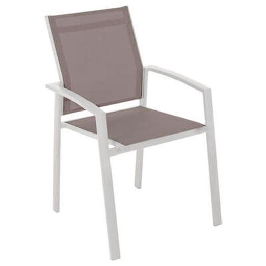 Cadeira Branca. Textileno Castanho Claro