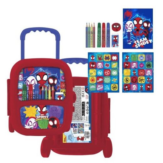 Conjunto de artigos de papelaria com carrinho do Homem-Aranha R-1239