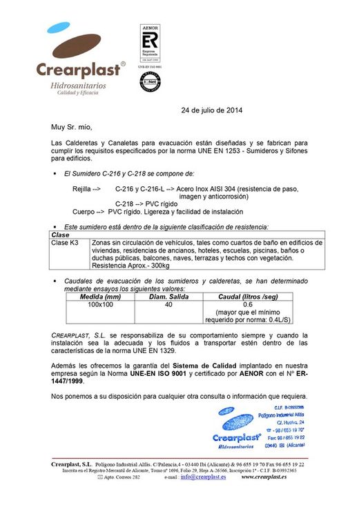 Bonde de siphon CREARPLAST. Bonde de siphon horizontale/verticale en acier inoxydable 100*100/50