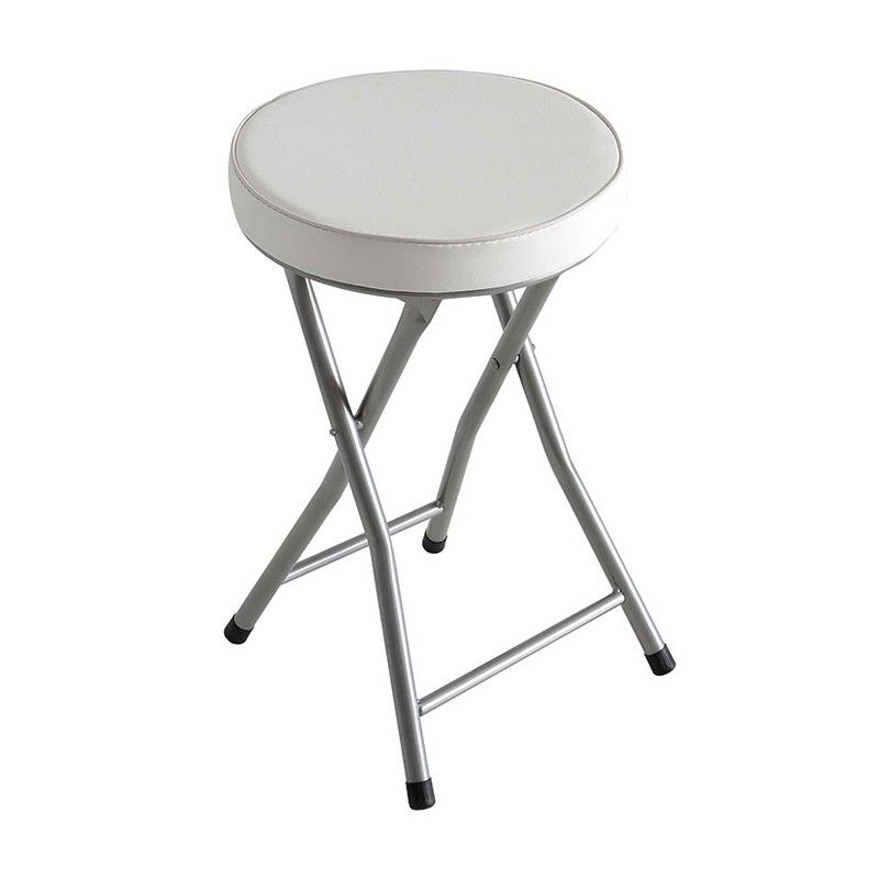 Tabouret Pliant Rond Compact Harbour Housewares - Blanc, Confortable Et Robuste