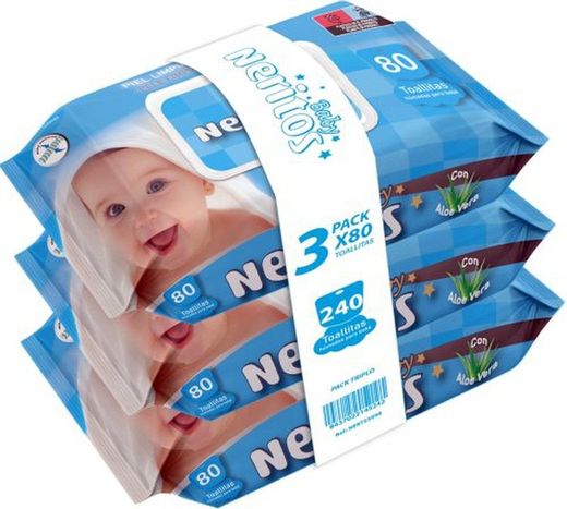 Lingettes pour bébé Neritos (80) Pack -3-