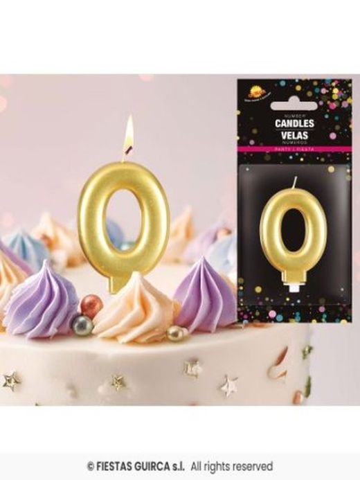 Bougie d'anniversaire n° 0 Or R-32580