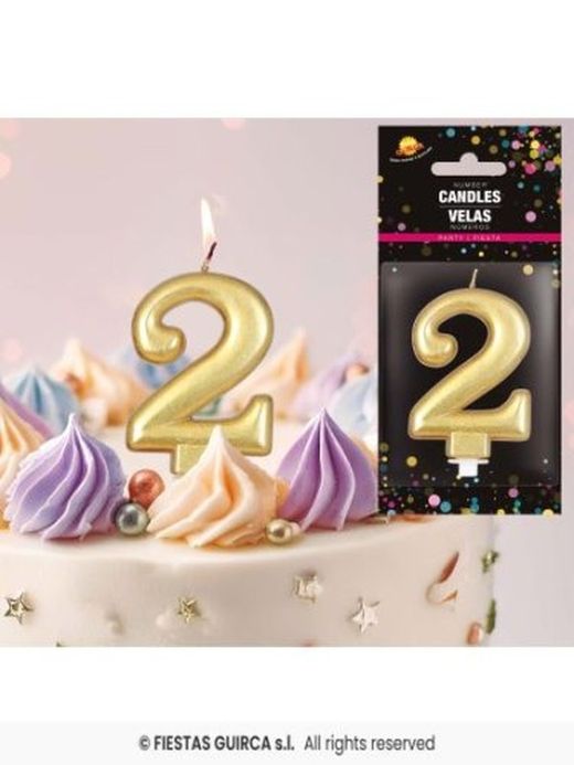 Vela de Aniversário nº 2 Dourada R-3283
