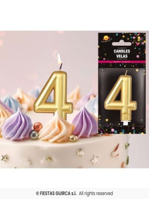 Vela de Aniversário nº 4 Dourada R-32584