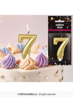 Vela de Aniversário nº 7 Dourada R-3287