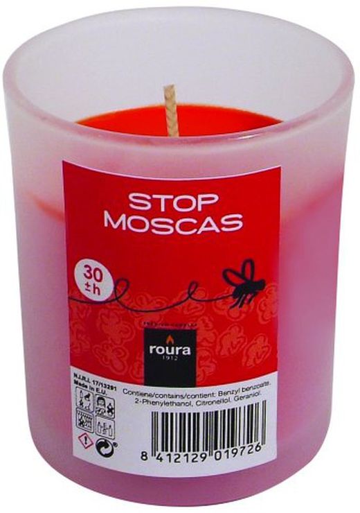 Bougie Mouches Verre Géranium 30H