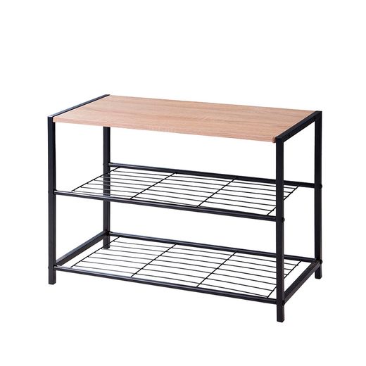 Zapatero 2 Alturas Hierro/Mdf 63X30X43Cm
